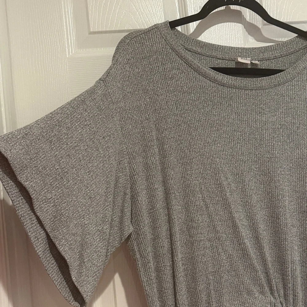 GAP Gray Tie Hem Tunic Top Dolman Sleeve Scoop Neck Knit Women’s Medium - Picture 6 of 14